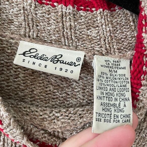 Vintage Eddie Bauer Moose Deer Winter Christmas Sweater - Picture 2 of 7